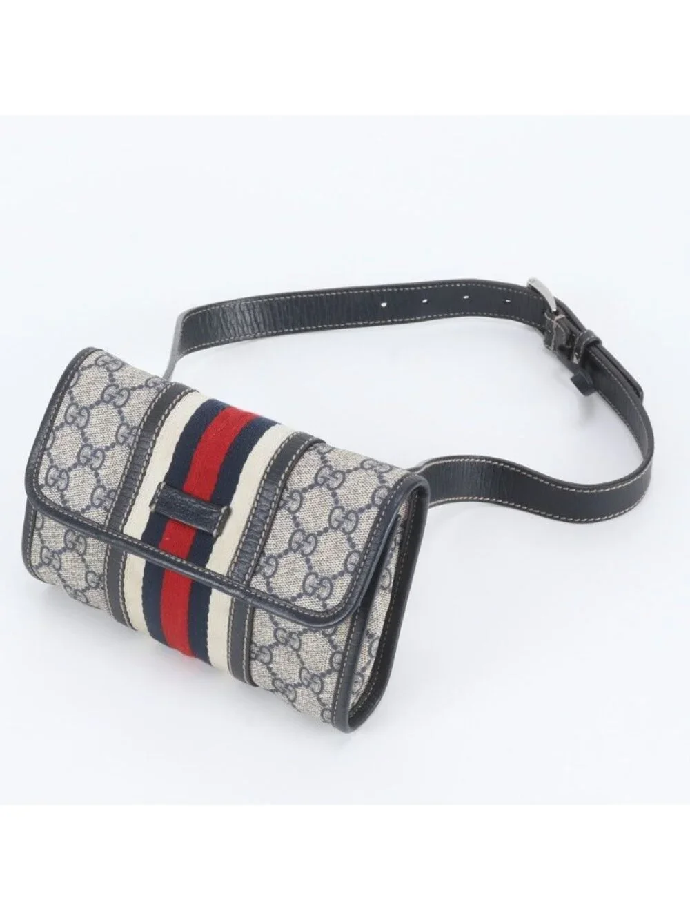 Gucci GG Supreme Sherry Line Leather 2-Way Belt Bag Crossbody Waist Pouch